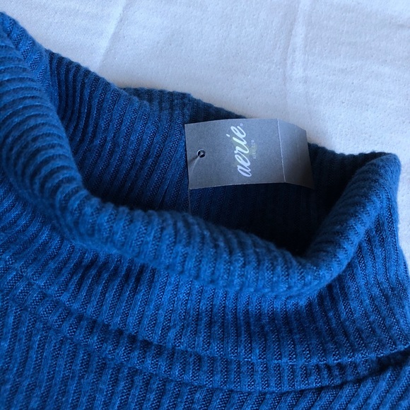 Aerie AE Plush Ribbed Turtleneck Chakra Blue - Picture 7 of 10